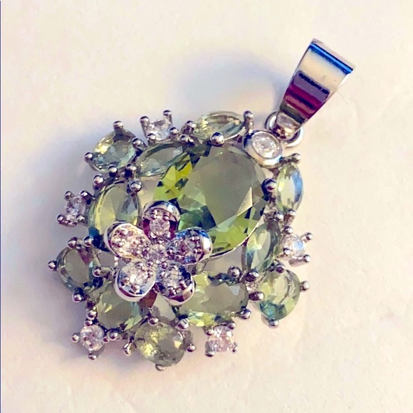 Green amethyst and Topaz pendant, Sold Silver 925 - Picture 1 of 3